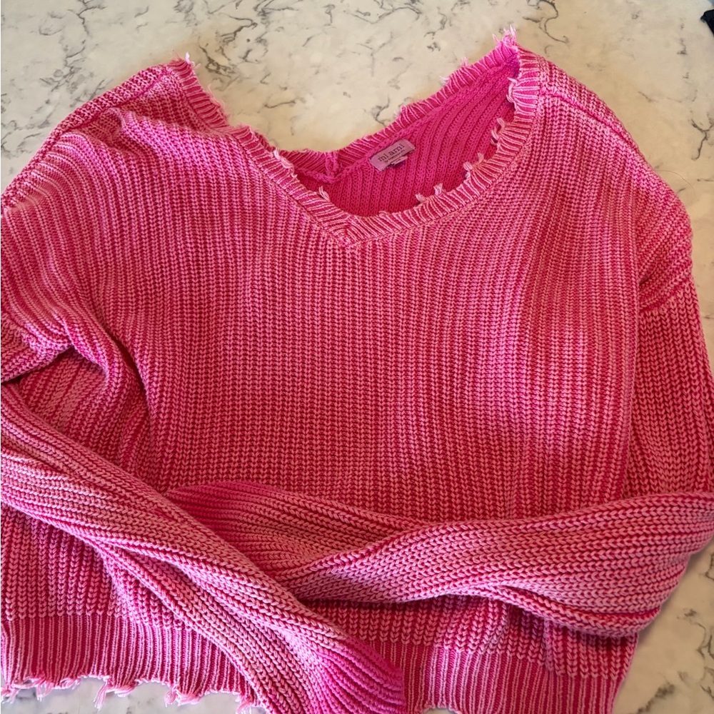 Miami Bright Pink V-Neck Sweater